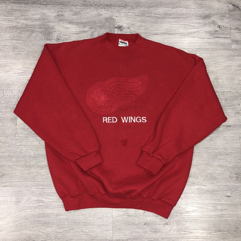 Vintage Detroit Red Wings Size Large Crewneck Sweatshirt Red 90s USA NHL Hockey